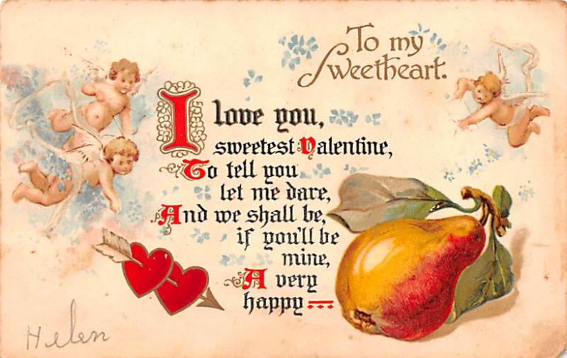 Valentines Day 1907 small paper chip right bottom corner