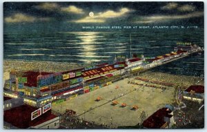 Postcard - World Famous Steel Pier at Night - Atlantic City, New Jersey