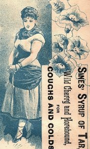 1880's Sines' Syrup of Tar Quack Medicine Horehound Victorian Trade Card F45
