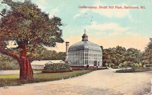 BALTIMORE MARYLAND~CONSERVATORY AT DRUID HILL PARK~1911 POSTCARD