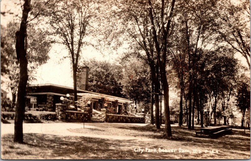 Real Photo Postcard City Park in Beaver Dam, Wisconsin~136623