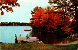 Dock on Rust Pond Wolfeboro New Hampshire NH UNP Unused Chrome Postcard C1