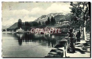 Old Postcard Evian Les Bains Du Lac Quai Baron de Blonay Fishing Fisherman