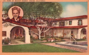 Vintage Postcard Home Mickey Rooney House Residence Encino California Longshaw 