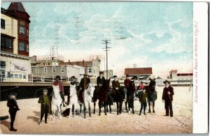 Horseback, Men and Boys on Beach Atlantic City NJ c1910 Vintage Postcard F49