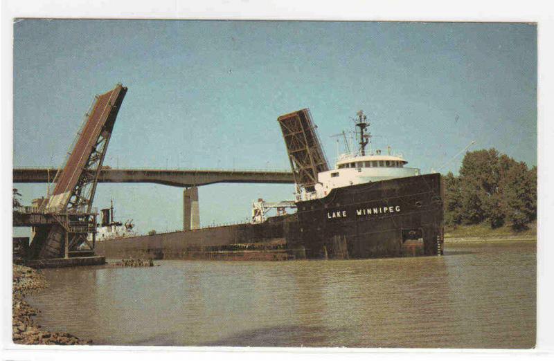 Steamer Lake Winnipeg Ore Freighter St Catharines Ontario Canada postcard