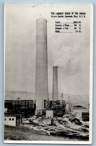 The Largest Stack In The World Washoe Smelter Anaconda MT RPPC Photo Postcard