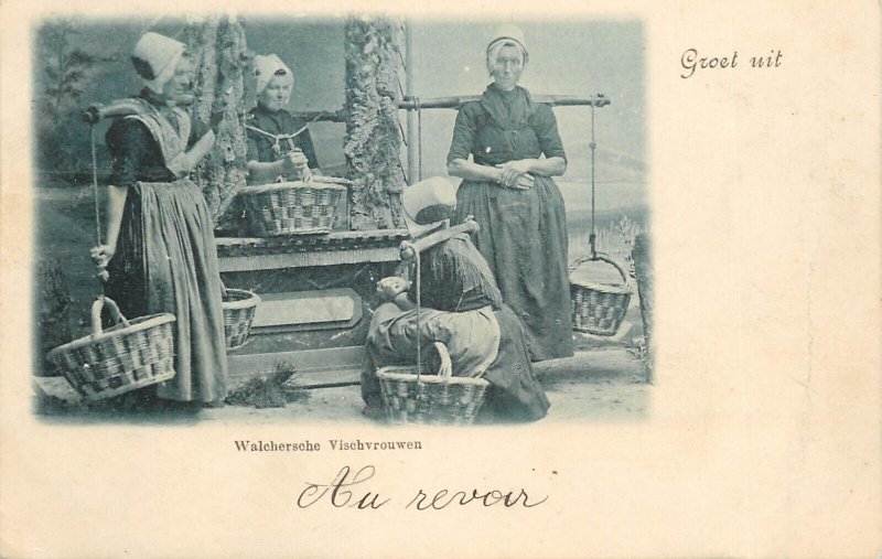 Dutch folk types costumes from Netherlands 1902 postcard
