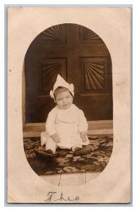 Postcard Baby In Dress & Pointed Hat Vintage Standard View RPPC