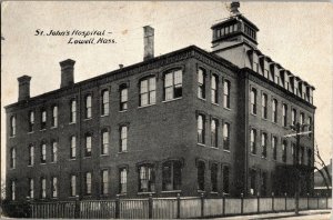 View of St. John's Hospital, Lowell MA Vintage Postcard I56