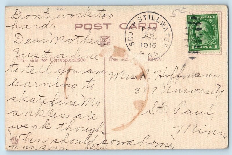 Signed Artist Postcard Little Kid Plum Head South Stillwater Minnesota MN 1915