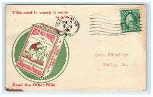 1916 Rub-No-More Washing Powder Advertising Postcard Mailer Fort Wayne IN