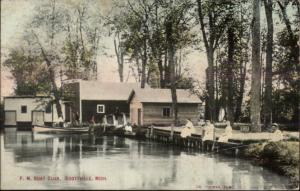 Scottville MI PM Boat Club c1910 Postcard