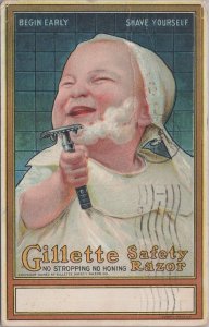 Postcard Advertising Gillette Safety Razor Begin Early 1909