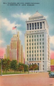 Vintage Postcard Bell Telephone & Civil Courts Downtown St. Louis Missouri MO