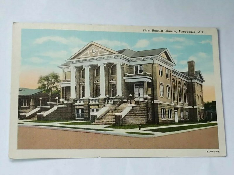 Vintage Postcard First Baptist Church Paragould Arkansas Linen Unposted