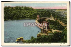 Old Postcard Electricity Dam & # 39Eguzon The left bank and Featured