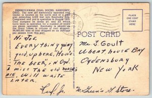 Pennsylvania   Electric  Ship  Coal Loader  Sandusky  Ohio  Postcard