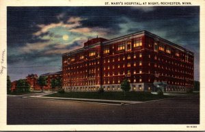 Minnesota Rochester St Marys Hospital At Night 1943 Curteich