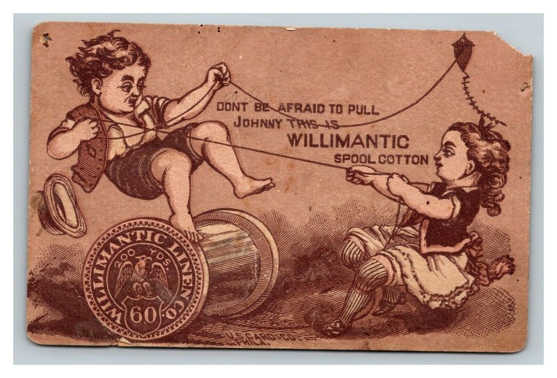 Vintage 1890's Trade Card - Willimantic Six Cord Spool Cotton Connecticut Sewing