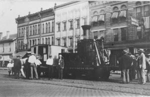 F19/ Newark Ohio RPPC Postcard 1970s? REPRINT B&O Engine Main Street 8