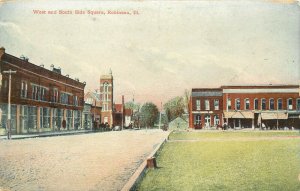 Vintage Postcard; West & South Side Square, Robinson IL Crawford County Wheelock