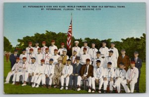 St Petersburg FL World Famous Kids Kubs 75 Year Old Softball Team Postcard B44