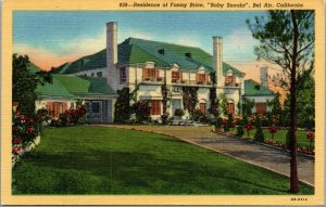 Vtg Bel-Air California CA Residence of Fanny Brice Baby Snooks 1930s Postcard