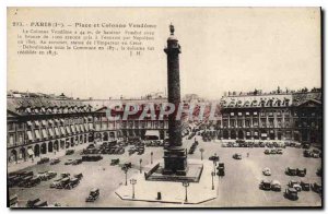 Postcard Old Paris Square and Column Vendomme