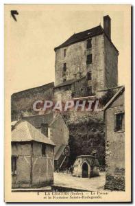 Old Postcard La Chatre Prison Prison and the fountain Sainte Radegonde