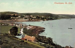 Crosshaven Cork County Ireland birds eye view boats harbour antique pc Z18077