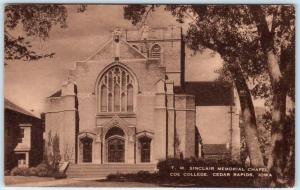 CEDAR RAPIDS, Iowa  IA    Coe College  T.M. SINCLAIR MEMORIAL CHAPEL  Postcard