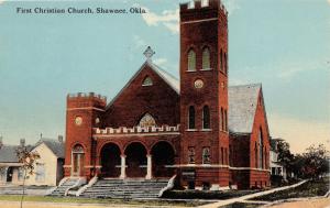 SHAWNEE OKLAHOMA FIRST CHRISTIAN CHURCH POSTCARD c1910s