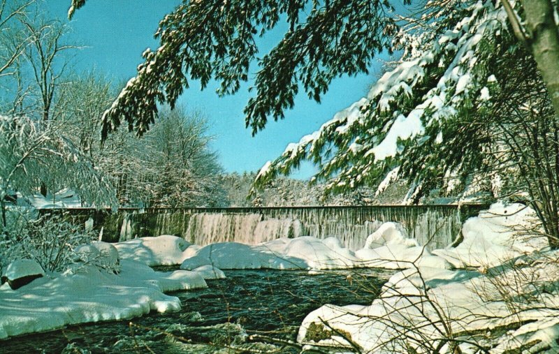 Vintage Postcard Winter Magic Babbling River Winter in New England