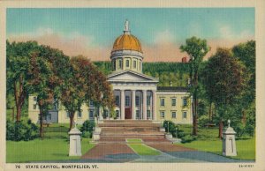 USA State Capitol Montpelier Vermont Linen Postcard 08.19