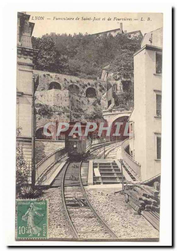 Lyon Old Postcard Funicular of Saint Just and Fourvières