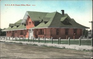 Dillon MT OSL RR Train Station Depot c1910 Postcard