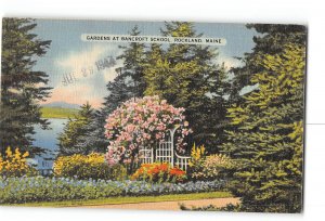 Rockland Maine ME Postcard 1947 Gardens at Bancroft School