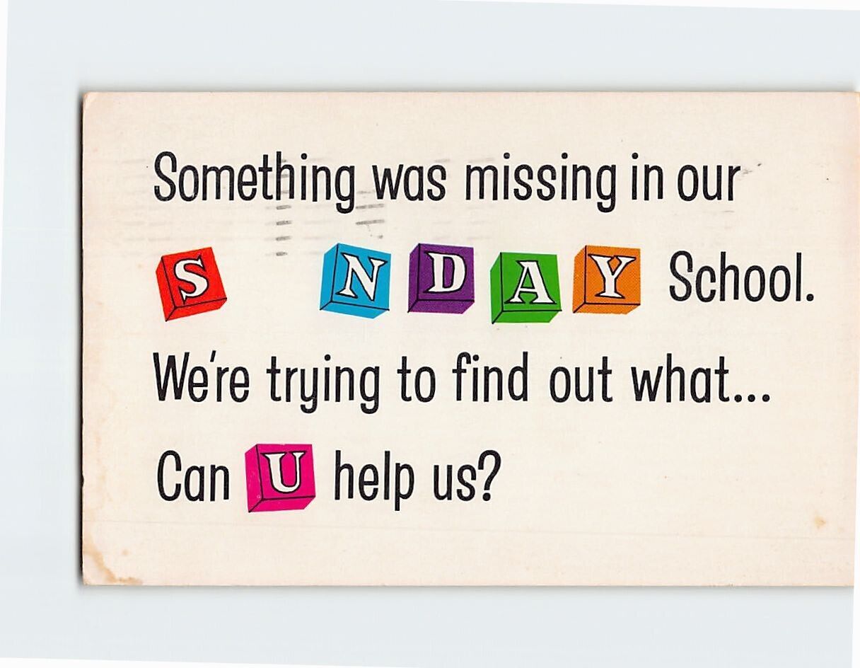 Postcard - Sunday School Invitation Card with Message and Toy Blocks Art Print | Other ...