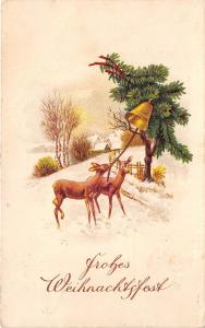 BG8440 deer bell fir branch cerf  weihnachten christmas greetings germany