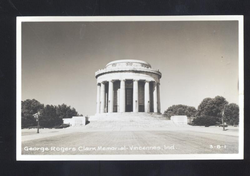 RPPC VINCENNES INDIANA GEORGE ROGERS CLARK MEMORIAL OLD REAL PHOTO POSTCARD