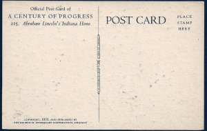 '..Lincolns Indiana Home' Chicago World's Fair Unused 1933