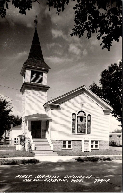 RPPC First Baptist Church, New Lisbon WI Vintage Postcard V60