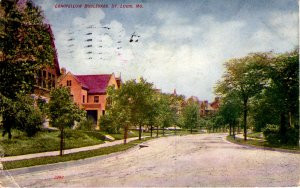 St. Louis, Missouri - The houses on tree-lined Longfellow Boulevard - in 1911