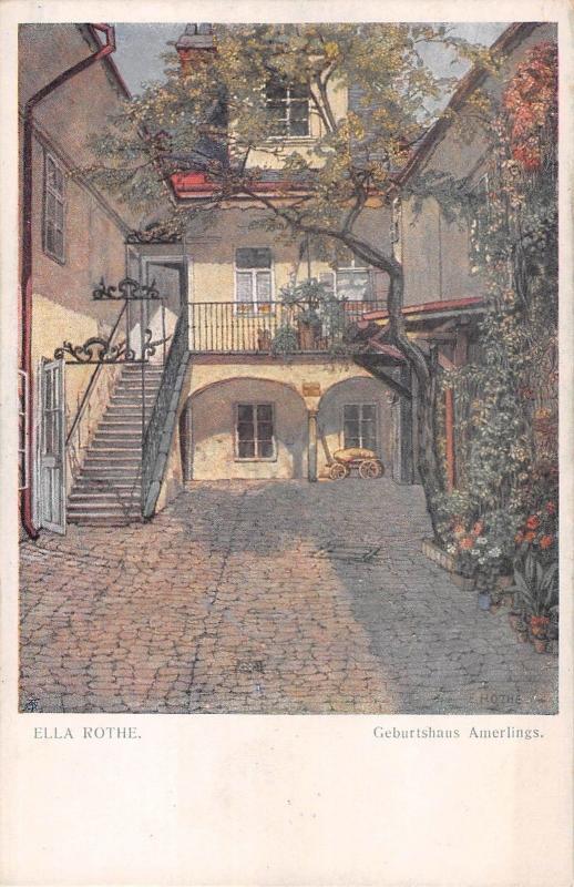 B23993 ella rthe geburtshaus amerlings painting postcard austria