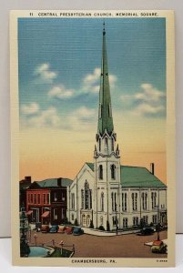 Chambersburg Pa Presbyterian Church Memorial Square Linen Era Postcard D10