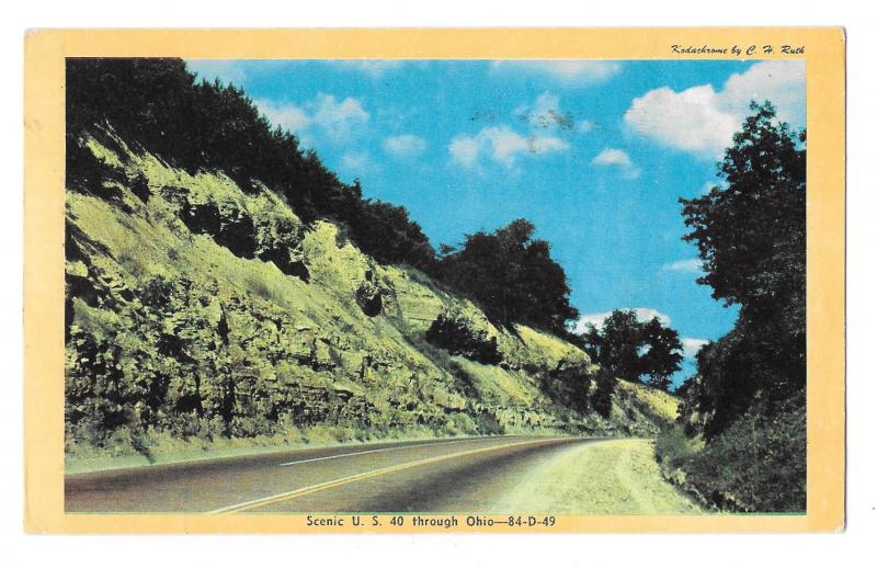 Ohio Scenic US Route 40 National Highway C H Ruth Photo Vintage Postcard