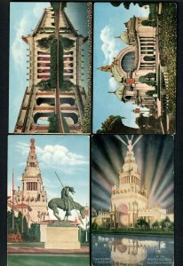 B78 4pcs San Fran. Int. Expo 1915 Tower of Jewels, End of the Trail, Lagoon Hall