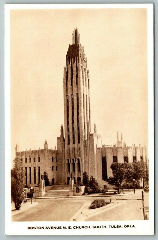 South Tulsa Oklahoma~Boston Avenue Methodist Episcopal ME Church~1930s RPPC 