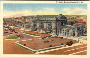 Postcard TRAIN STATION SCENE Kansas City Missouri MO AK4697